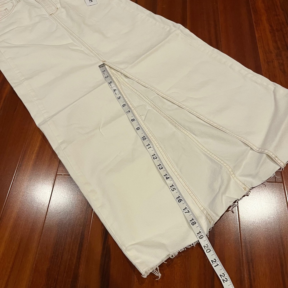 Joe's Denim Maxi Skirt Jean Solid Milk White Raw Hem Front Slit New Size 23 - Picture 6 of 10